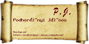 Podhorányi János névjegykártya